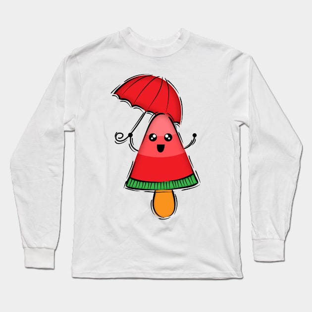 cute watermelon ice cream Long Sleeve T-Shirt by lunamoonart